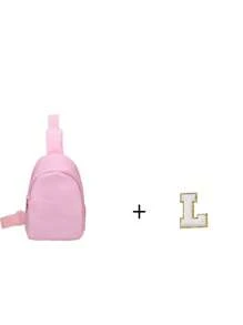 1 件迷你男孩和女孩尼龙拉链时尚字母胸包，一体式休闲包适合日常使用（字母 Diy 手工包！！！） - 粉色 - 查看 21