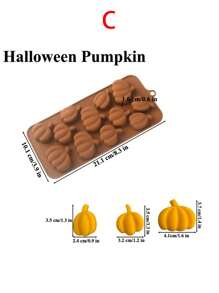 1pc 3D Halloween Silicone Mold, Halloween Pumpkin Bat Skull Ghost Fondant Chocolate Mold For DIY Halloween Gummies, Candy, Jelly, Chocolate, Jello Baking Tools, Kitchen Gadgets Halloween Decor Halloween Party Favors Halloween Party Supplies Halloween Halloween Decor Halloween Decorations Halloween Home Halloween Party Halloween Party - Brown - View 14