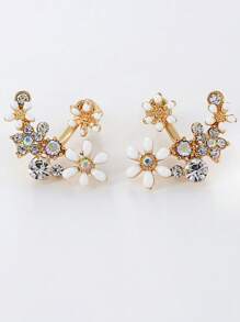 1 对精致多彩花卉耳钉，百搭春夏时尚，适合作为礼物，2025 年新品/礼盒珠宝