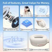 ANC主动降噪无线耳机 HiFi音乐运动耳机 独立降噪开关按键 可折叠耳机 超长待机 兼容 兼容华为 兼容三星 - 白色 - 查看 3