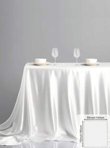 1入組閃閃發光的緞面桌布，白色緞面桌布，帶光澤的桌面裝飾，適用於婚禮和派對，廚房和飯廳裝飾的長方形白色婚禮派對桌布