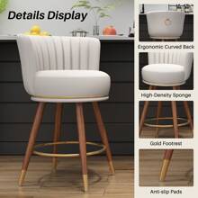 24" Swivel Bar Stools Set Of 2,Counter Height Bar Stools With Back, Leather Swivel Counter Stool With Wood Legs & Footrest, Upholstered Pub Stools Bar Chairs For Kitchen Island, 300lbs