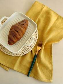 2/6/12pcs French Rustic Style Linen Fabric Simple And Skin-Friendly Absorbent Tablecloth For Hotel, Restaurant, Home, Banquet, Holiday Party Decoration, Including Tablecloth, Coasters And Napkins