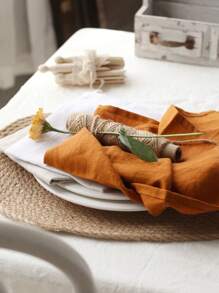 2/6/12pcs French Rustic Style Linen Fabric Simple And Skin-Friendly Absorbent Tablecloth For Hotel, Restaurant, Home, Banquet, Holiday Party Decoration, Including Tablecloth, Coasters And Napkins