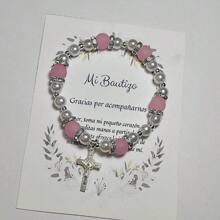 Recuerdo para Bautizo Paquete Pulsera de Cristal 10 Piezas - Rosa - Ver 3