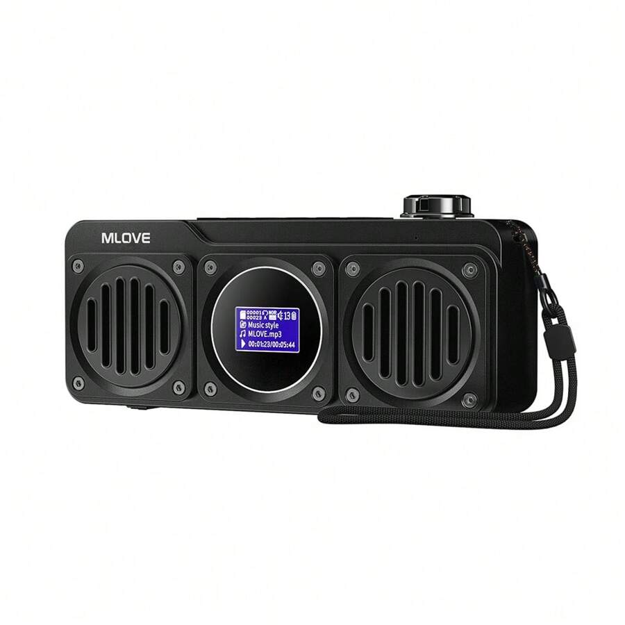 Altavoz Bluetooth Con Pantalla Grande Y Control De Temperatura - Reloj Despertador, FM, Decoración De Oficina, Color Negro