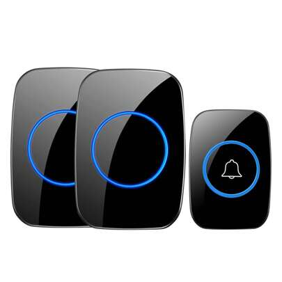 One Transmitter Outside With Two Receivers Indoor Wireless Doorbell Plug In Waterproof Range Door Bells Kit Cordless Home Office