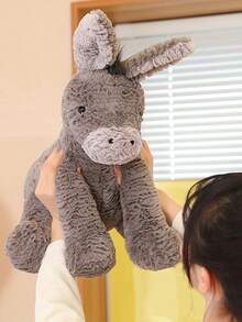 1入組驢子模擬毛絨玩具，卡通動物驢子毛絨枕頭，完美生日禮物和睡前伴侶 - 灰色 - 查看 2