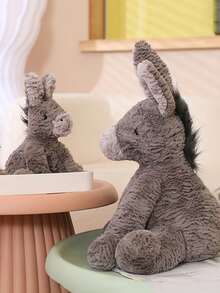 1入組驢子模擬毛絨玩具，卡通動物驢子毛絨枕頭，完美生日禮物和睡前伴侶 - 灰色 - 查看 3