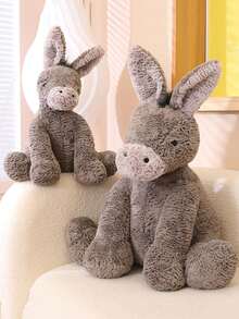 1入組驢子模擬毛絨玩具，卡通動物驢子毛絨枕頭，完美生日禮物和睡前伴侶 - 灰色 - 查看 4