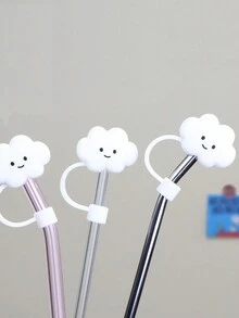 創意10mm雲朵形矽膠吸管蓋，保護水瓶，DIY裝飾，可愛防塵吸管塞，防摔設計 - 彩色 - 查看 4