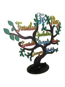 Placa Decorativa de Mesa Arvore Mensageira Mdf - Multicolorido - Visão 3