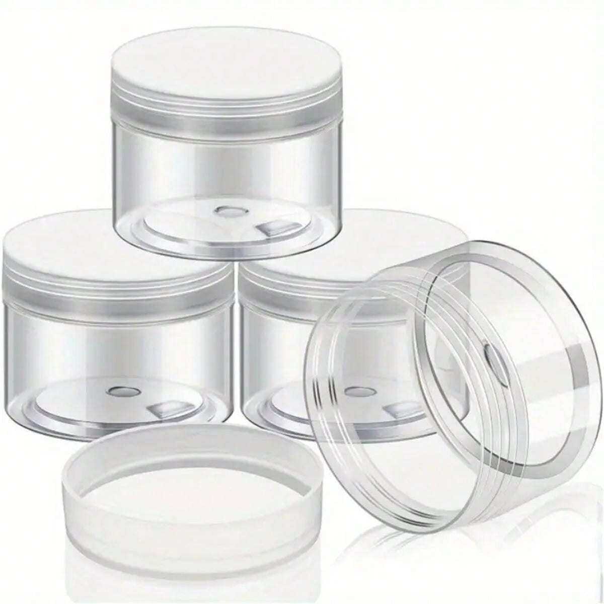 4Pcs Round Clear Wide-Mouth Leak Proof Plastic Container Jars With Lids ...