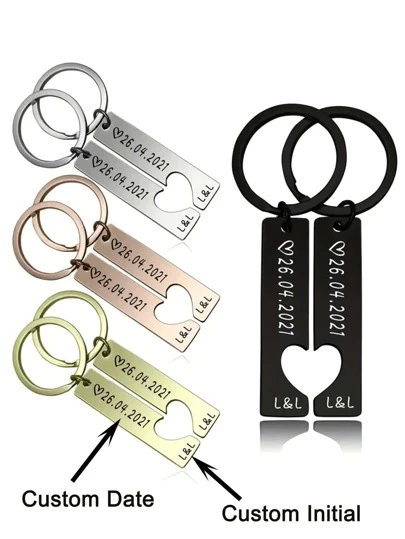 Porte-clés personnalisé pour couple, porte-clés avec gravure de photo, cadeau de la Saint-Valentin, ensemble de porte-clés pour couple