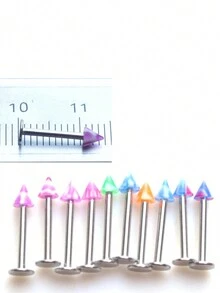 45 Chiếc Hỗn Hợp Acrylic Phẫu Thuật Thân Thép Trang Sức Khuyên Mũi Nhẫn Lưỡi Thanh Rốn Lông Mày Môi Labret Xuyên Bộ - Màu be - Xem 4
