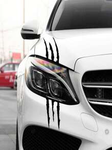 1 pieza Pegatina de garra de coche negra para decoración de faros, arañazos en el capó del motor, modificaciones de coche, pegatina personalizada - Negro - Ver 1