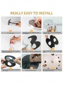 1 件，大型 DIY 数字图案挂钟，亚克力挂钟，无框挂钟，静音时钟，客厅，卧室装饰，家居装饰，厨房，办公室装饰，家居装饰，房间装饰 - 120cm/47.2inch - 查看 5