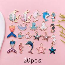 5/20pcs Mixed Ocean Beach Charms Gold Plated Enamel Mermaid Tail Whale Tail Charms Pendant For Jewelry Making Necklace Bracelet Earring DIY Jewelry Accessories Charms - One Size Fits All - View 1