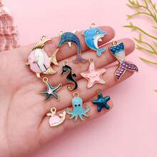 5/20pcs Mixed Ocean Beach Charms Gold Plated Enamel Mermaid Tail Whale Tail Charms Pendant For Jewelry Making Necklace Bracelet Earring DIY Jewelry Accessories Charms - One Size Fits All - View 7