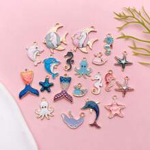 5/20pcs Mixed Ocean Beach Charms Gold Plated Enamel Mermaid Tail Whale Tail Charms Pendant For Jewelry Making Necklace Bracelet Earring DIY Jewelry Accessories Charms - One Size Fits All - View 5