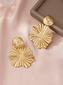 1 par de sencillos pendientes de concha impresa a doble cara con estilo de playa y oceáno de metal dulce para mujer