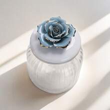 Tarros de cocina pequeños con tapa de cerámica hermética en forma de flor dorada para almacenamiento de alimentos en frascos de vidrio. Caja de joyería creativa y útil como regalo para bodas. Conjunto de envases. - Multicolor - Ver 3