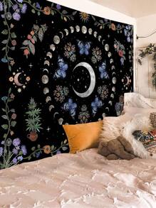 1 tấm thảm in hình mặt trăng bướm hoa, phong cách hiện đại bằng polyester treo tường hình vuông trang trí cho phòng khách phòng ngủ, cờ cho phòng, trang trí phòng, thảm, nghệ thuật treo tường, đồ dùng trong phòng, cờ cho phòng, trang trí nhà cửa, thảm treo tường - Nhiều màu - Xem 2
