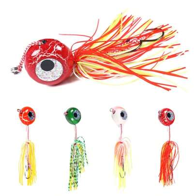 HENGJIA 1pc 20G 40G 60G 80G 100G 120G Swim Deep Control Up Jig Head Fishing Weight Boating Bait With Rubber Skirt Sea Saltwater Fishing Metal Lure Tackle