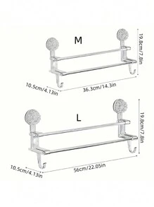 1pc Double Bar Towel Rack With Hook, Wall-Mounted Storage Shelf With Suction Cup, Towel Bar Holder For Wet/Dry Towels, Reusable Drying Rack, For Bathroom Organization, Door Hook, Metal Storage Hook, Suitable For Towels, Bath Towels, Scarves, Bath Sponges, Home Decor, Room Decor, Bathroom Accessories