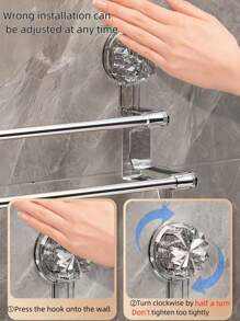 1pc Double Bar Towel Rack With Hook, Wall-Mounted Storage Shelf With Suction Cup, Towel Bar Holder For Wet/Dry Towels, Reusable Drying Rack, For Bathroom Organization, Door Hook, Metal Storage Hook, Suitable For Towels, Bath Towels, Scarves, Bath Sponges, Home Decor, Room Decor, Bathroom Accessories
