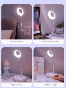 1 Máy Tính USB Sạc Di Động Đèn Ngủ, Đèn Đọc Sách Đầu Giường, Đèn Bàn LED Cho Bé Ăn Đêm Và Giấc Ngủ Phòng Ngủ - trắng - Xem 6