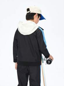 Annil Boys' Jacket, Spring And Autumn Windproof Waterproof Plush Sports Top - Black - View 2