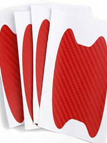 4pcs Car Door Handle Protection Stickers, Carbon Fiber Adhesive Film For Door Handle & Wrist Guard