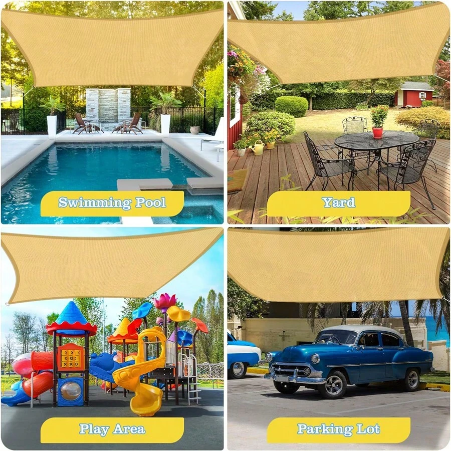 遮阳布 -90%、花园露台遮阳网、温室户外车棚植物遮阳帆、狗窝和鸡舍草坪遮阳布、更易悬挂的遮阳网篷、园林工具、园艺工具 - 黃色 - 查看 1