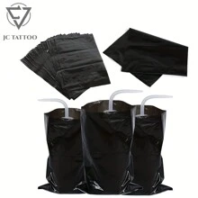 100 / 200 Bolsas de tinta negra para botellas de lavado de tatuajes para suministros y equipos de tatuajes, extra largas y anchas, para uso profesional en tatuajes, suministros para tatuajes para principiantes y artistas de tatuajes experimentados - Negro - Ver 1