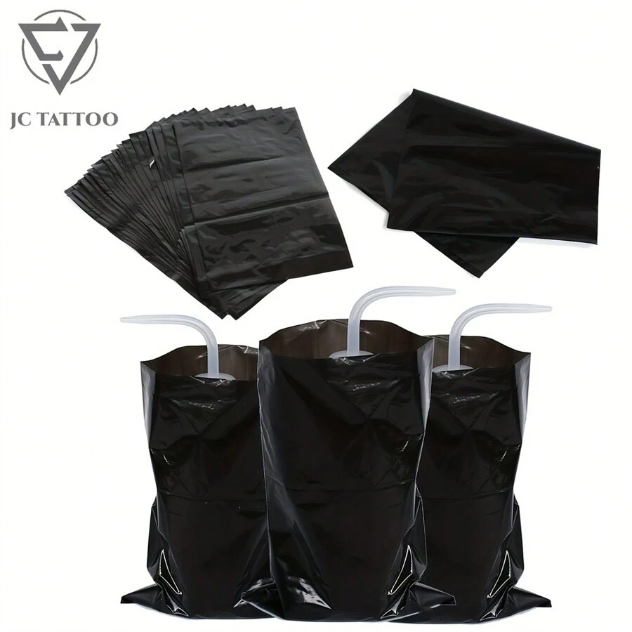 100 / 200 Bolsas de tinta negra para botellas de lavado de tatuajes para suministros y equipos de tatuajes, extra largas y anchas, para uso profesional en tatuajes, suministros para tatuajes para principiantes y artistas de tatuajes experimentados - Negro - Ver 1
