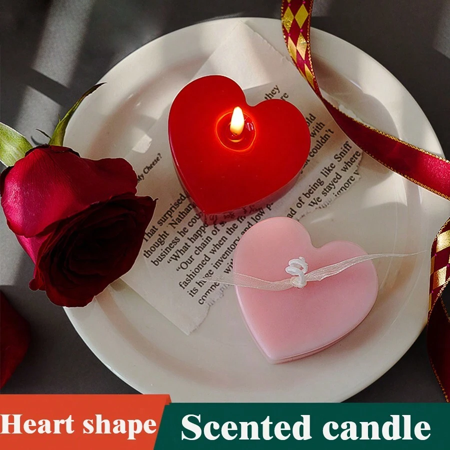 1入浪漫心形香薰蠟燭，完美用於婚禮小禮物、求婚、派對、家居裝飾等 - 彩色 - 查看 1