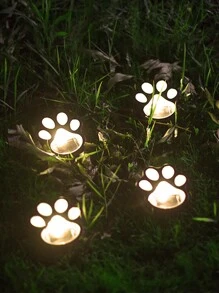 4pcs Solar Powered Cat Paw Lights, Outdoor Solar Lawn Lights, Solar Garden Stake Lights, LED Buried Landscape Lights, Solar Decorative Garden Lights