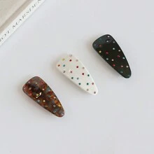 3pcs Teardrop Shaped Side Hair Snap Clips With Colorful Rhinestones, Korean Cute Half Clamps For Women - Teardrop Hairpin - View 8