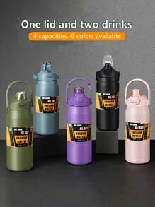 1 件全新不锈钢保温冷车用水杯，便携式运动水壶，适合户外运动、健身、旅行和露营，304 不锈钢双饮便携式户外、生日礼物、毕业礼物、家庭礼物