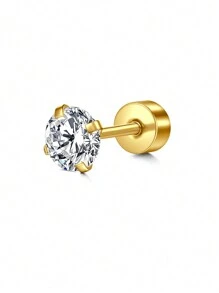 CIZME 1PC Gold Cubic Zirconia Cartilage Earrings, Lip Rings, Stud Piercing Jewelry For Cartilage/Tragus/Helix/Conch, Stainless Steel Helix Tragus Cartilage Earring For Women, 16G 20G Cartilage Earring, Helix Earrings Flat Back Cartilage Helix Conch Piercing Jewelry For Women, 16G 20G Tragus Earrings For Women, Flat Back Cartilage Earring Stainless Steel, Flat Back Stud Earrings Labret Conch Helix Cartilage Tragus Piercing Jewelry