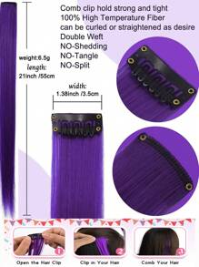 10 件/套彩色夹式接发，合成接发，适合音乐节、万圣节、派对、女士 - 紫色 - 查看 7