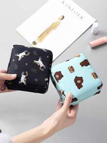 1pc Sanitary Pad Storage Bag, Portable Large Capacity, Minimalist Style, Waterproof, Used For Storing Sanitary Pads, Underwear Liners And Tampons, Valentine's Day Gift, Storage Bag, Cosmetics Bag, Coin Purse, Mini Bag Makeup Bag, Cosmetic Bag, Vacation Organizer, Large Capacity Makeup Organizer Makeup Case, For Lipstick, Brush, Skincare, Mobile Phone, Coin, Small Items, For Home, Gift, Vacation And Festival Halloween Christmas Multifunctional Use,Boho Vibes