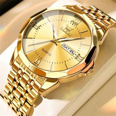 OLEVS Watches For Men Business Dress Analog Quartz Stainless Steel Date Luxury Casual Fashion Wrist Watch Waterproof Luminous.