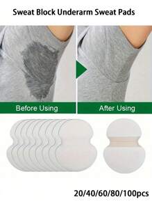 20/40/60/80/100pcs,SweatBlock Underarm Sweat Pads - Disposable Antiperspirant Pads For Men And Women - Stay Dry And Confident All Day - White - View 1