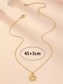Stainless Steel Necklace Plated  Sun Totem Pendent Necklaces For Charm Women Birthday Party Fashion Jewelry - Yellow Gold - View 3
