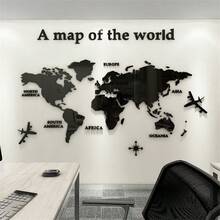 1 Set Creative Acrylic 3D Wall Stickers M70-Map Design, Used For Home Living Room Decoration TV Background Wall - Multicolor - View 2