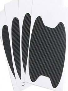 4pcs Car Door Handle Protection Stickers, Carbon Fiber Adhesive Film For Door Handle & Wrist Guard