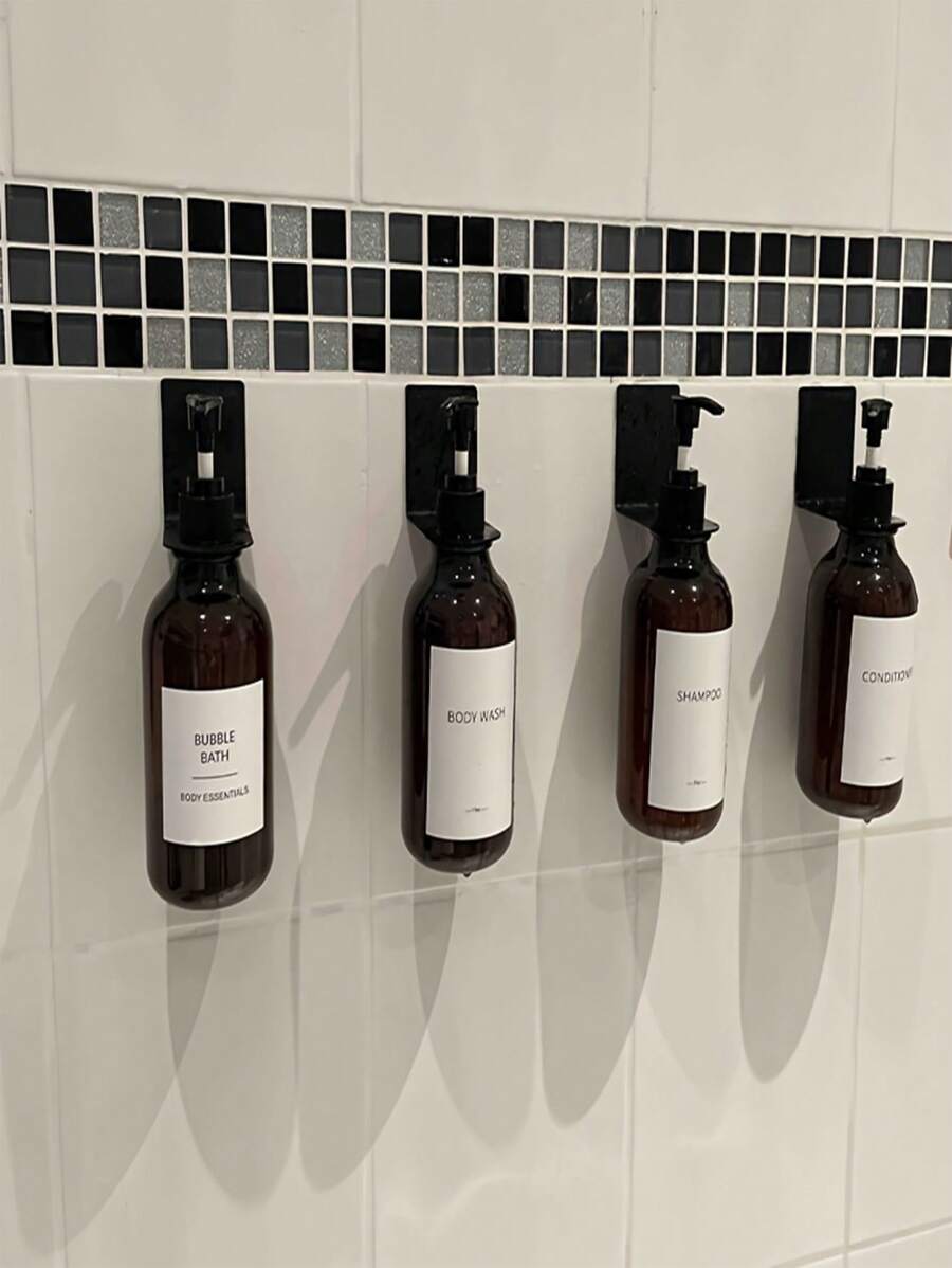 Shower WallMounted Shampoo Dispenser Set With Labeled Shampoo And Conditioner Dispensers