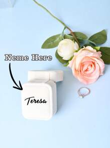 Personalized  Engagement Velvet Ring Box |  Customized Wedding Ring Box | Proposal Ring Bearer | Monogram Ring Box  For Proposal,Wedding Anniversary Gift(Does Not Include Ring) - Beige - View 6